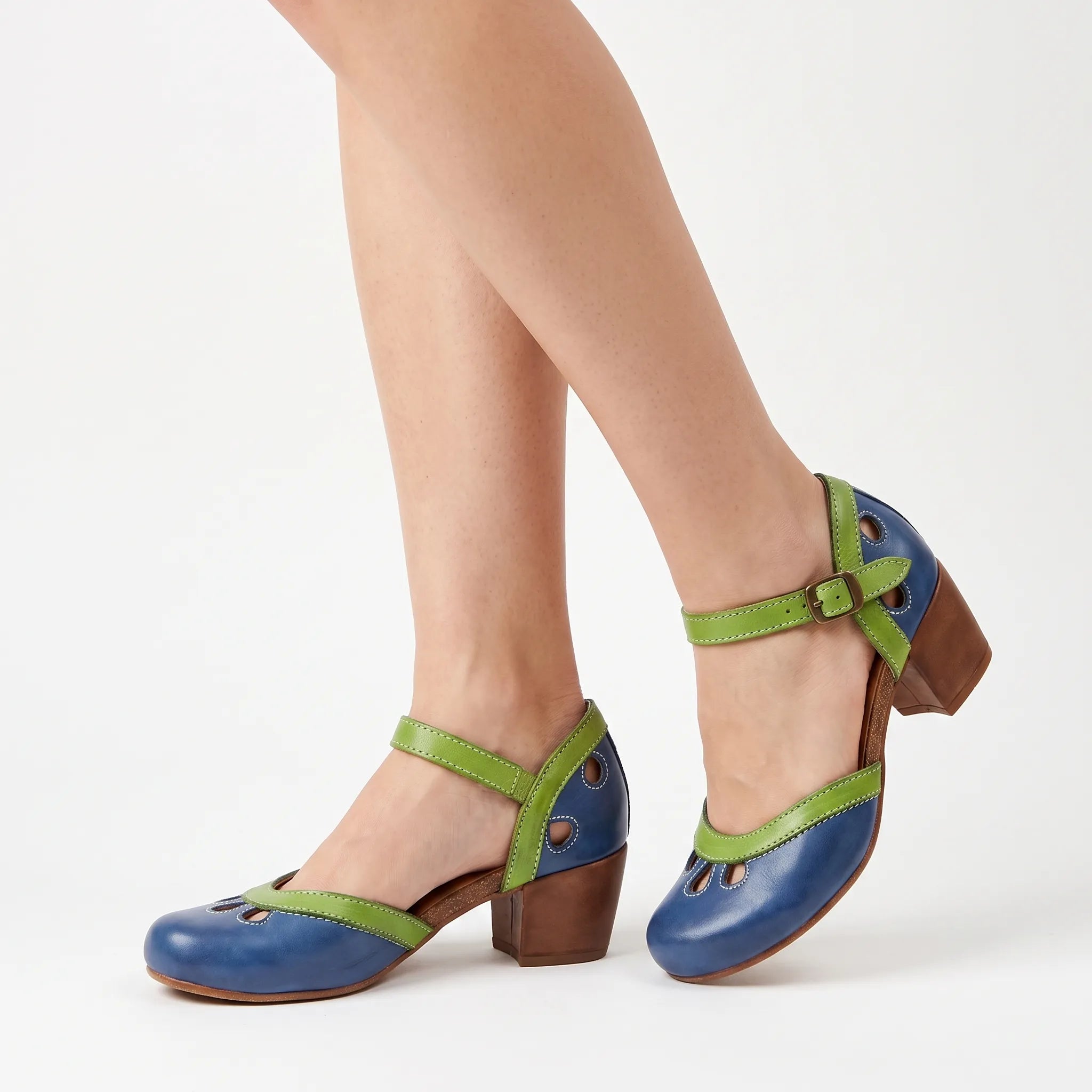 VelaStep  - Womens Navy Block Heel Sandals Summer Events