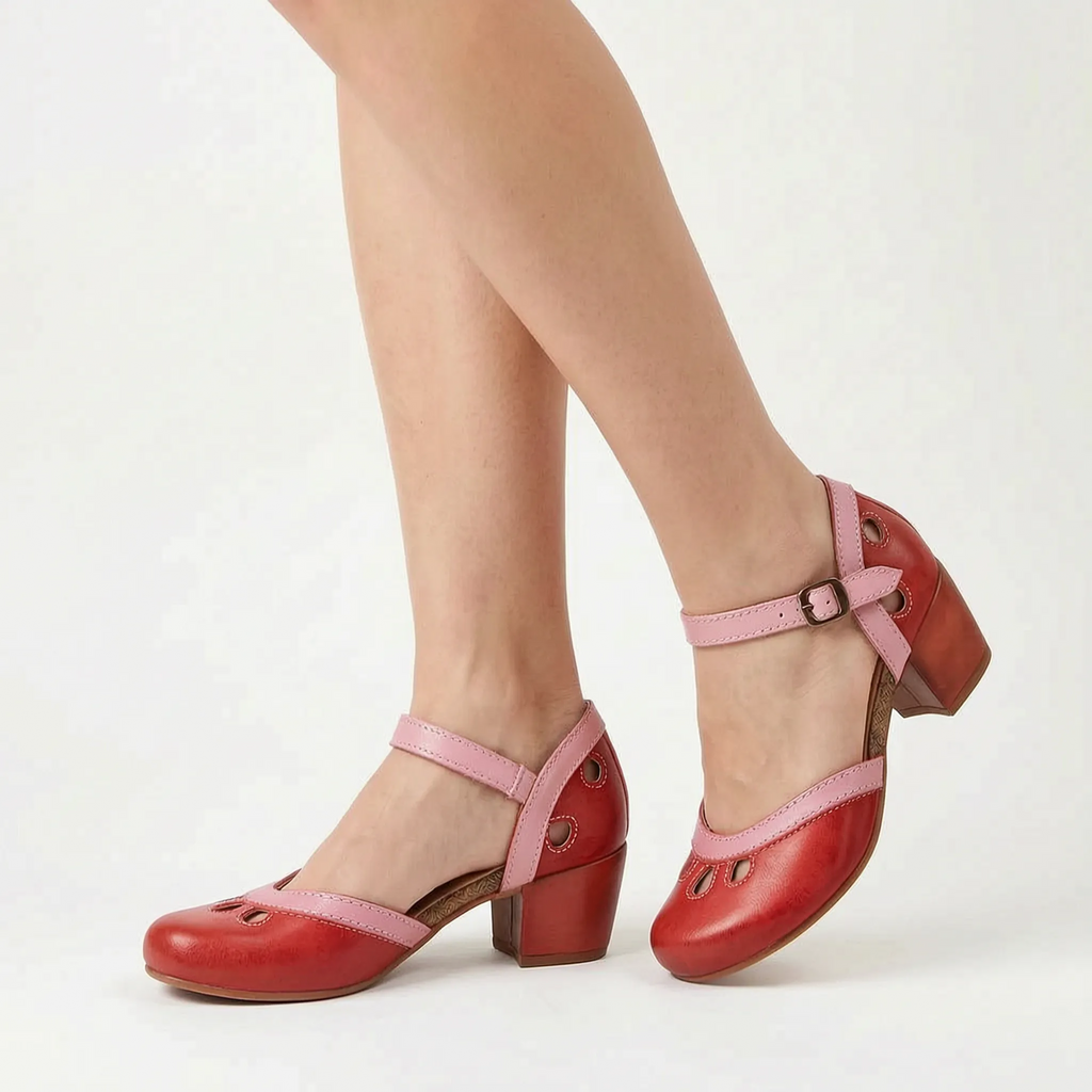 VelaStep  - Womens Navy Block Heel Sandals Summer Events