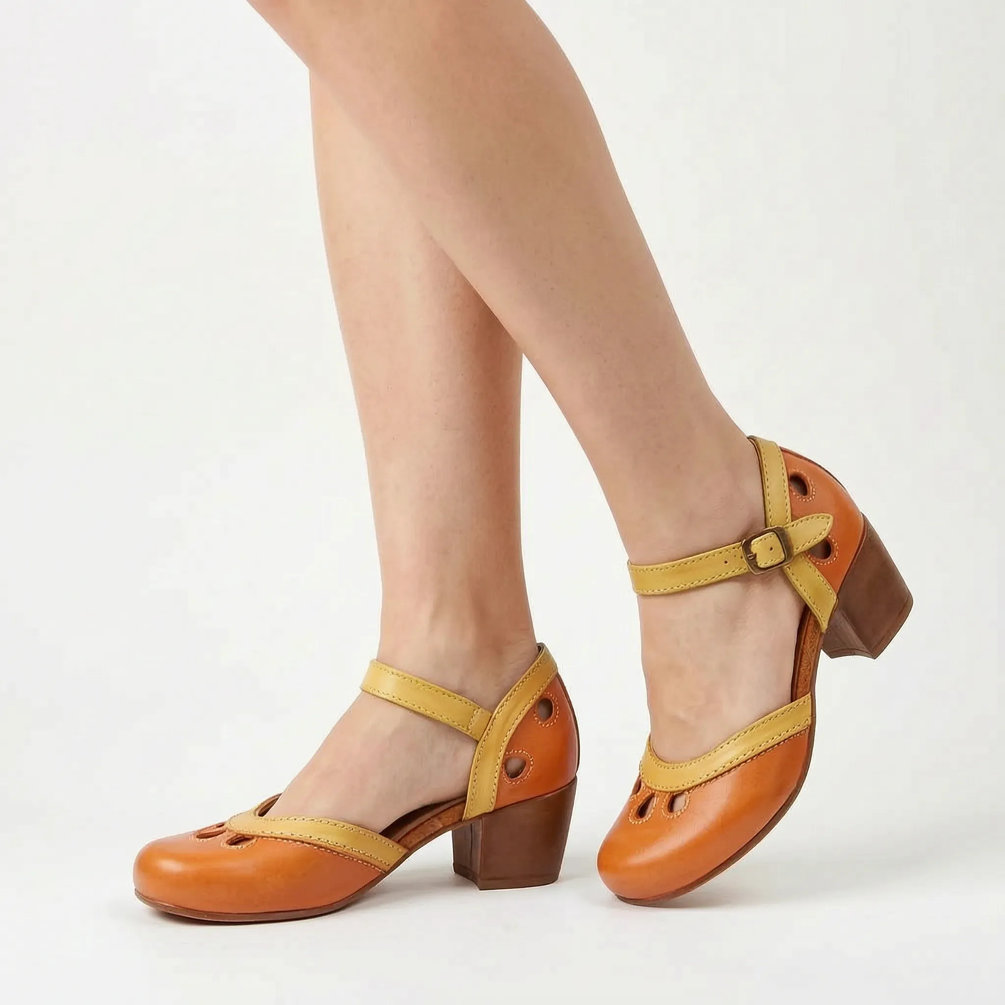 VelaStep  - Womens Navy Block Heel Sandals Summer Events