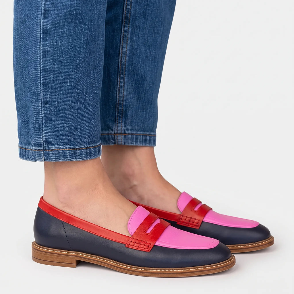 Vellura  - Vibrant Colour-Block Flat Womens Loafers Everyday Casual Wear