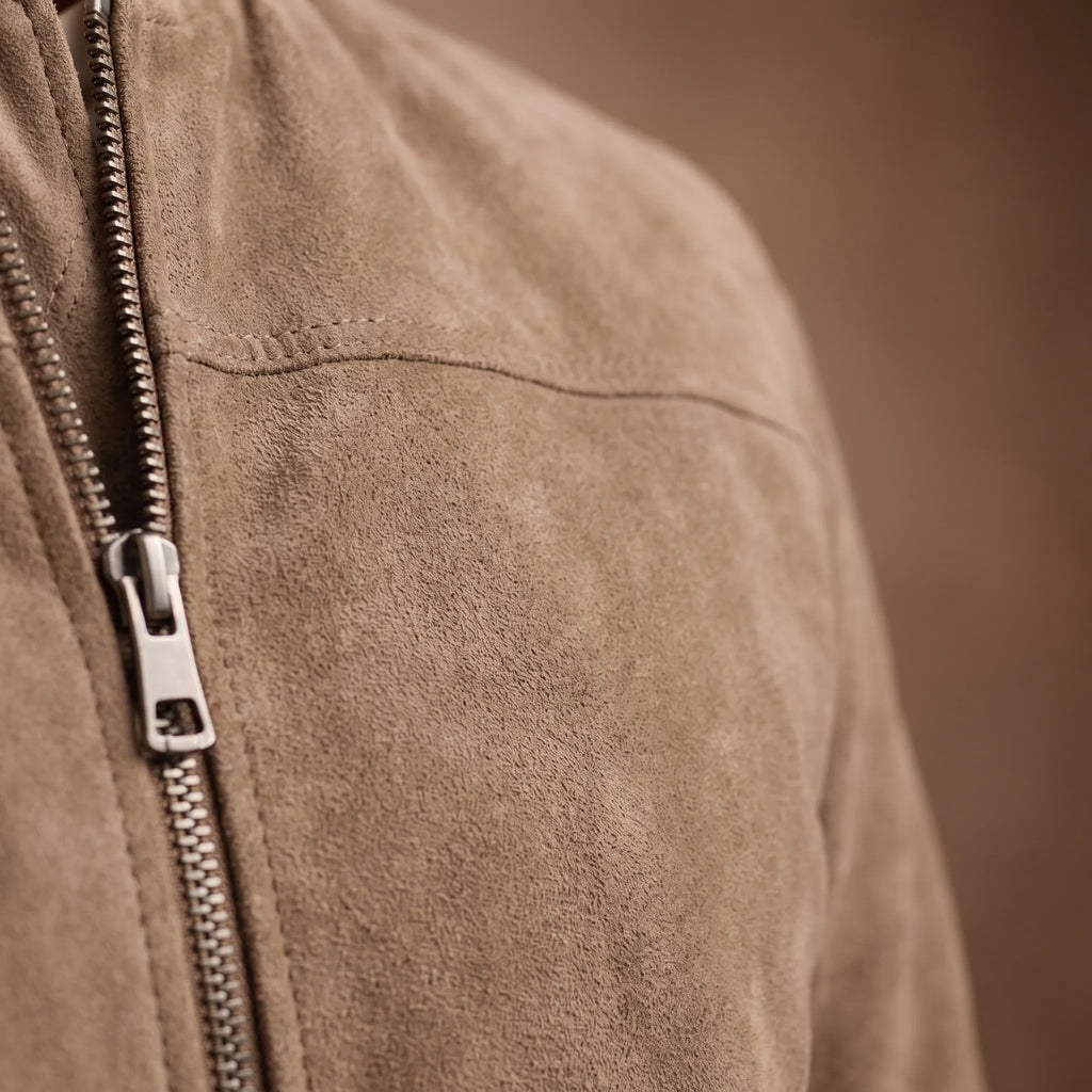 Velvark  - Minimalist Brushed Zip-Up Bomber Jacket Casual Weekend Layering