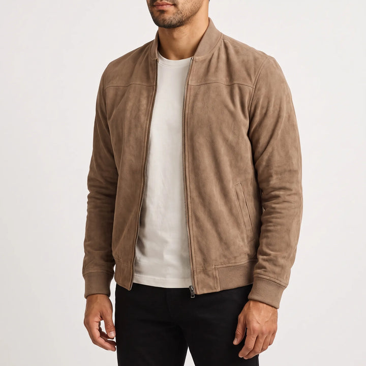 Velvark  - Minimalist Brushed Zip-Up Bomber Jacket Casual Weekend Layering