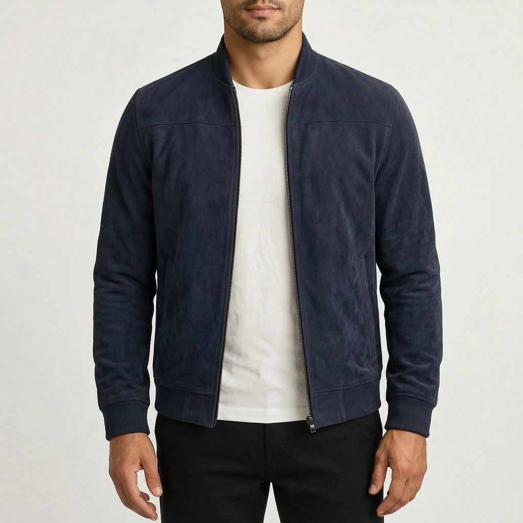 Velvark  - Minimalist Brushed Zip-Up Bomber Jacket Casual Weekend Layering