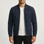 Velvark  - Minimalist Brushed Zip-Up Bomber Jacket Casual Weekend Layering