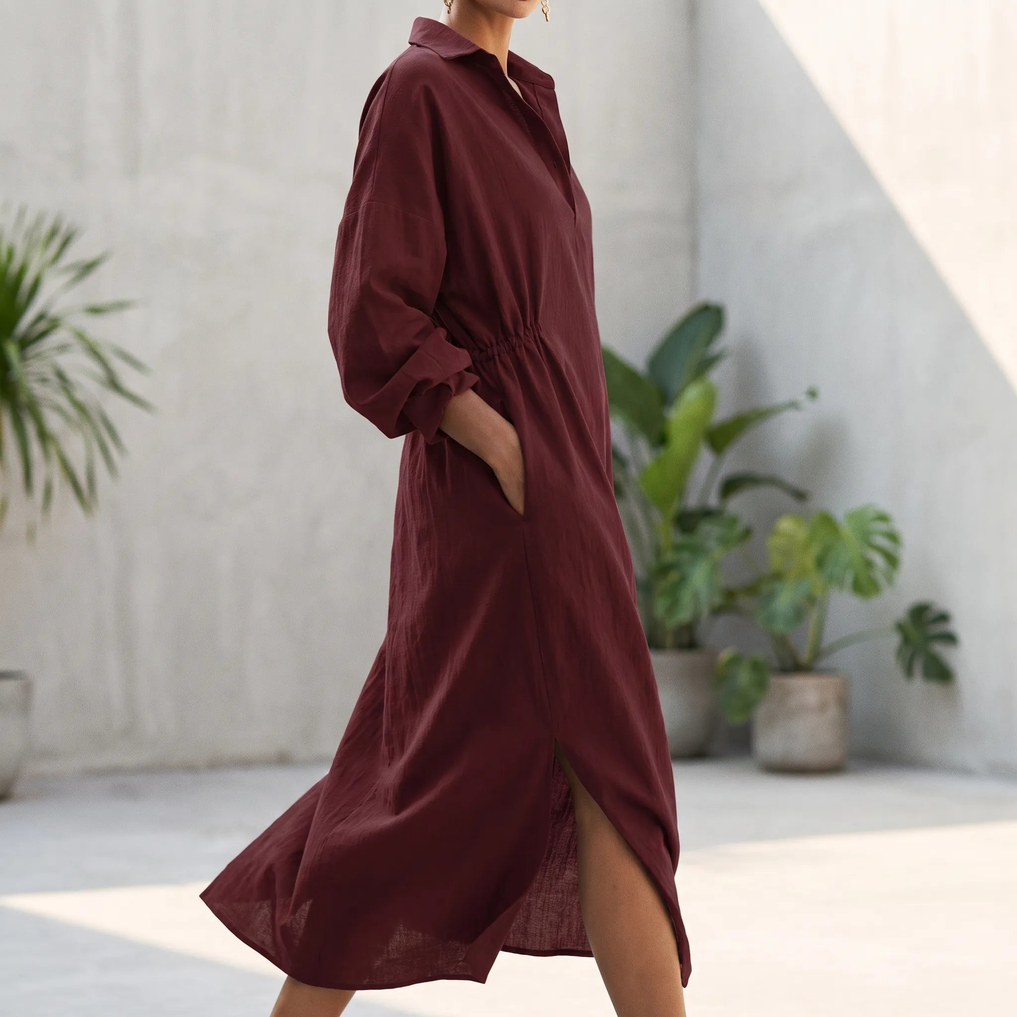 Veralis  - Relaxed Lapel Collar Ladies Shirt Dress Casual Daytime Outings