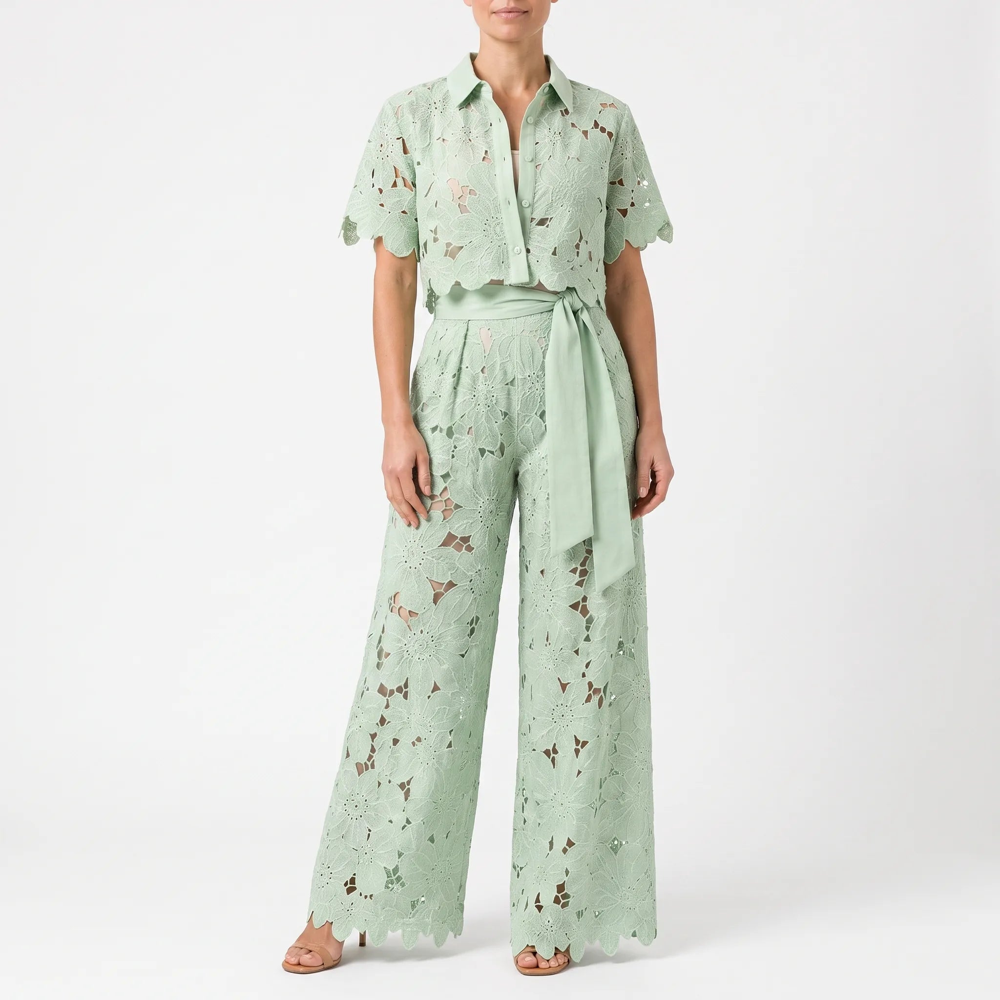 Verdura  - Two-Piece Floral Openwork Set Summer Garden Parties