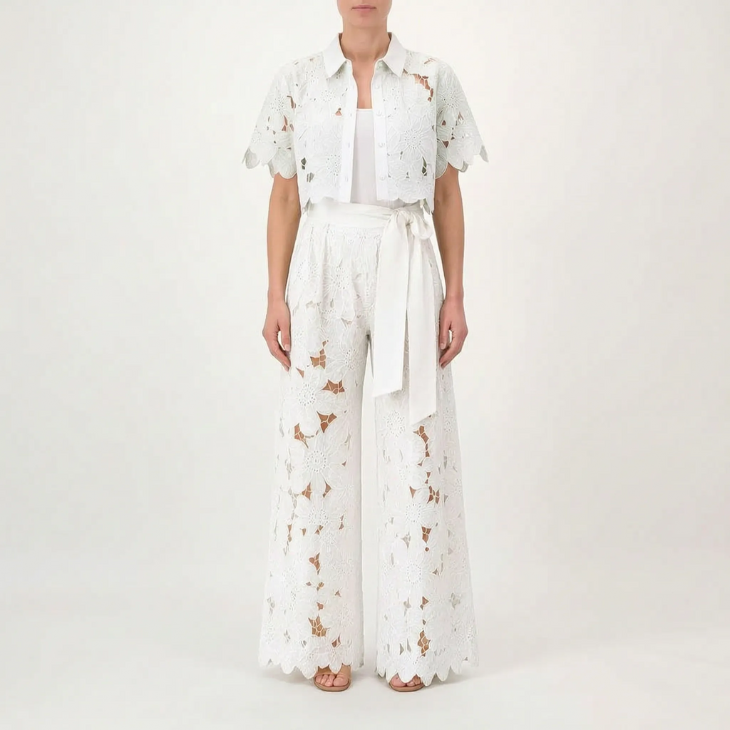 Verdura  - Two-Piece Floral Openwork Set Summer Garden Parties
