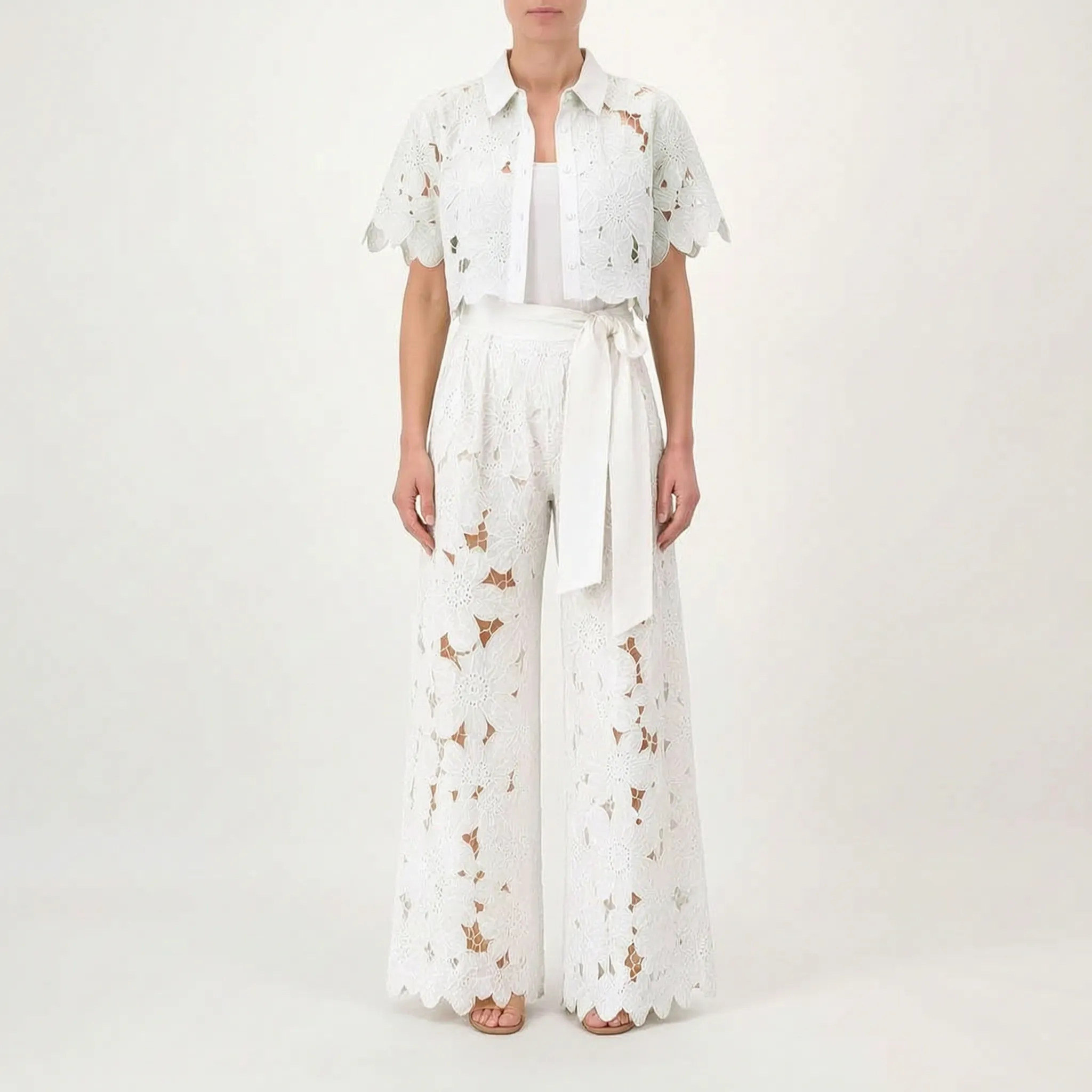 Verdura  - Two-Piece Floral Openwork Set Summer Garden Parties