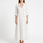 Veridia  - V-Neck Floral Embroidered Midi Dress Casual Daytime Outings