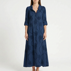 Veridia  - V-Neck Floral Embroidered Midi Dress Casual Daytime Outings