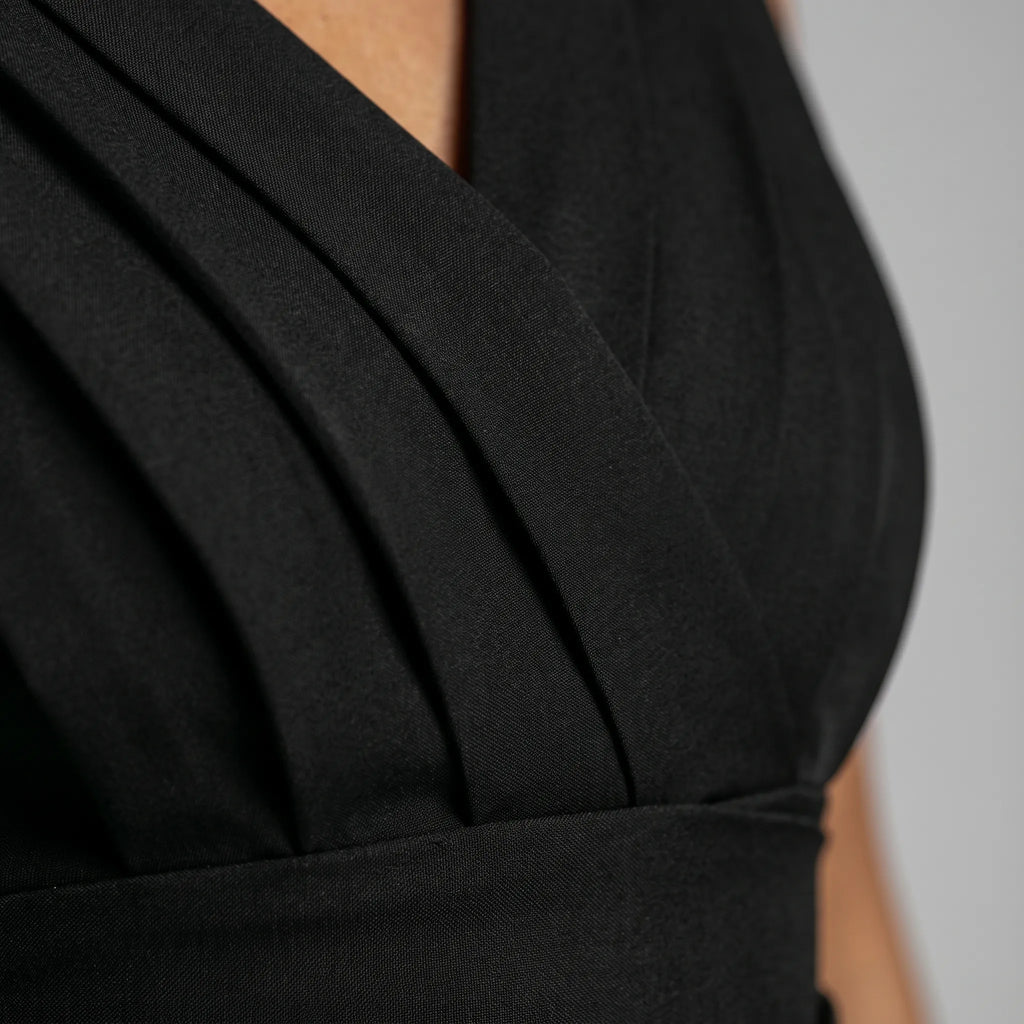 Vesperia  - Draped V-Neck Cocktail Midi Dress Wedding Receptions