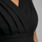 Vesperia  - Draped V-Neck Cocktail Midi Dress Wedding Receptions