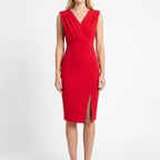 Vesperia  - Draped V-Neck Cocktail Midi Dress Wedding Receptions