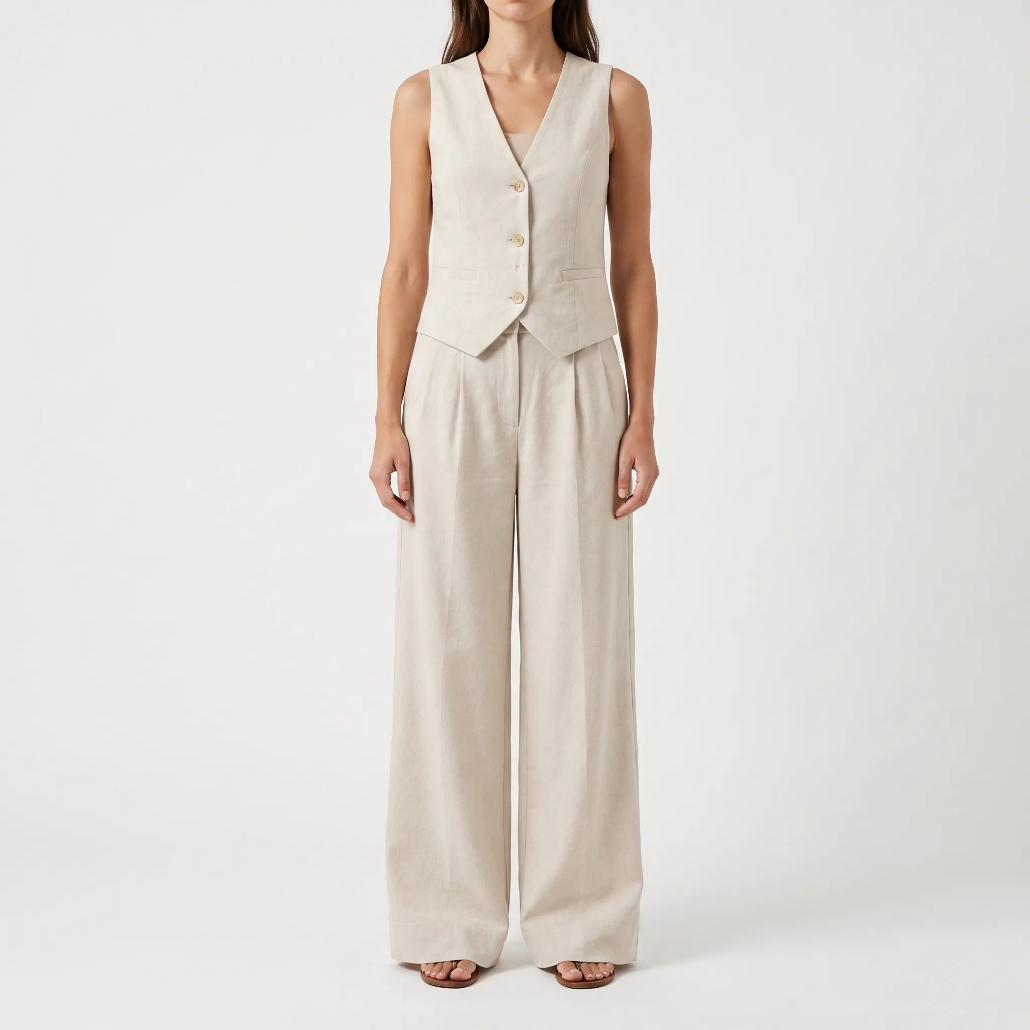 VestraSet  - Sleeveless Waistcoat And Trouser Co-Ord Office Styling