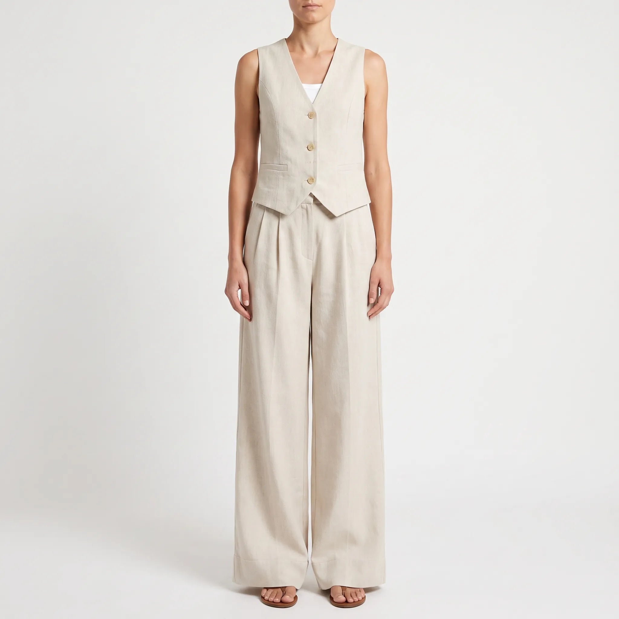 VestraSet  - Sleeveless Waistcoat And Trouser Co-Ord Office Styling