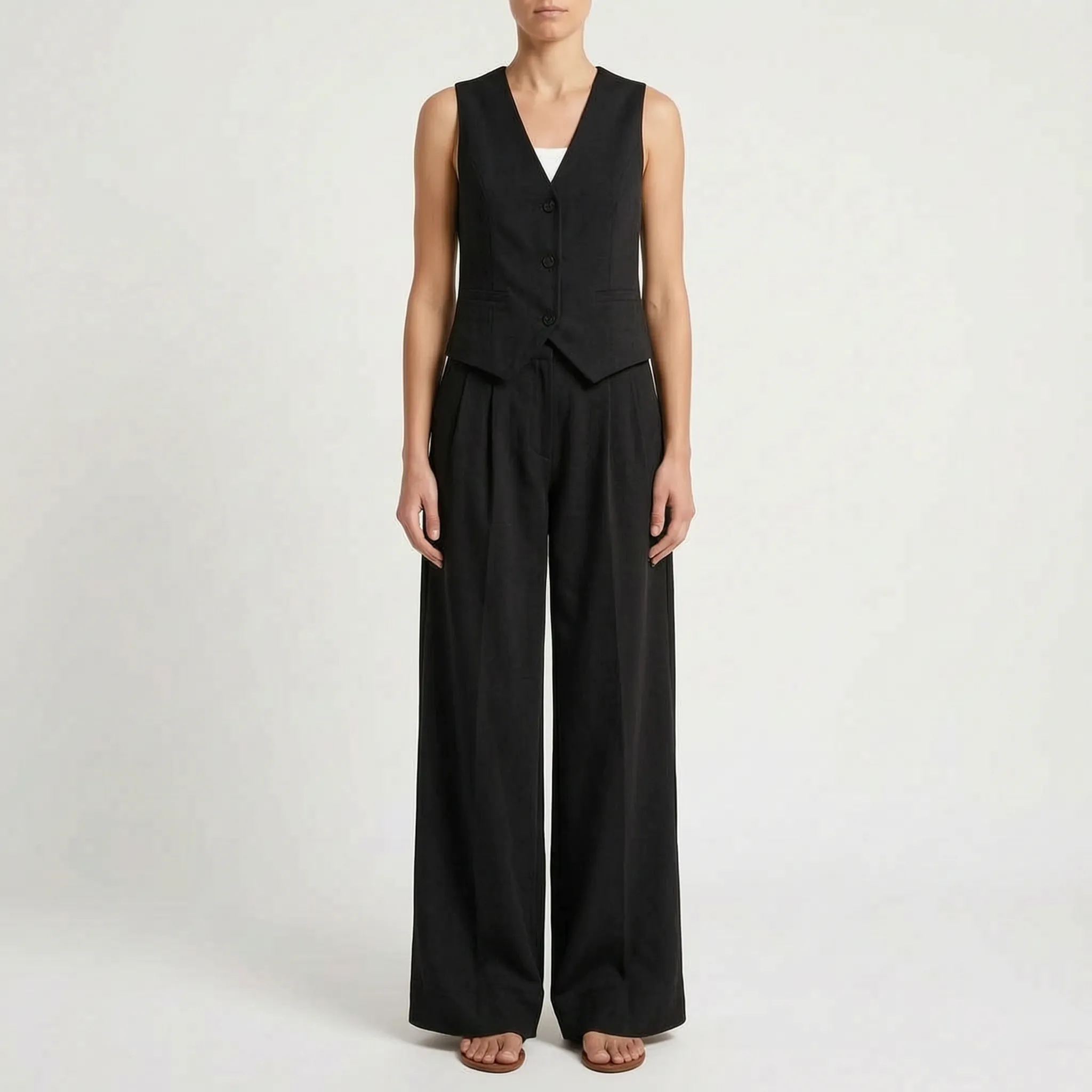 VestraSet  - Sleeveless Waistcoat And Trouser Co-Ord Office Styling