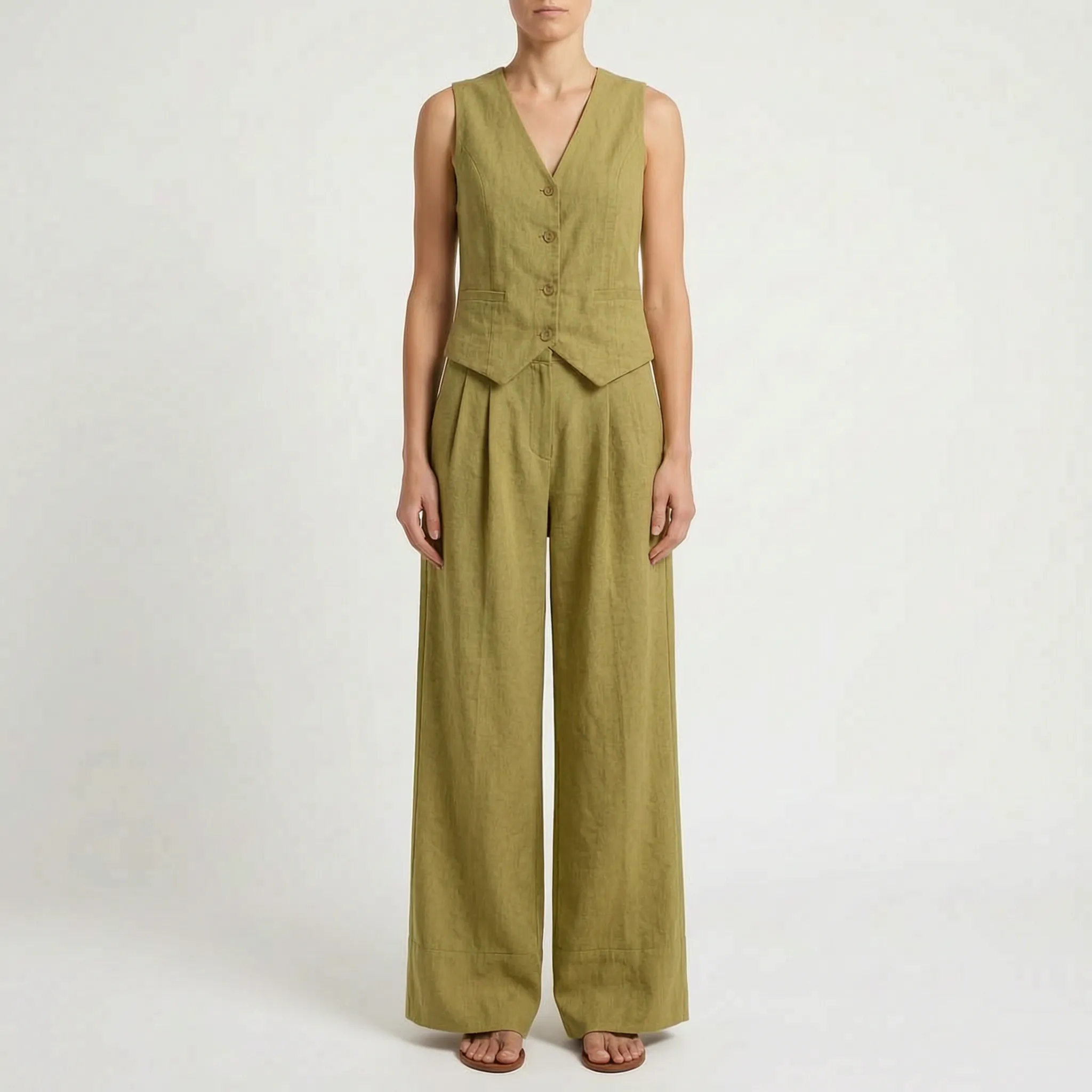 VestraSet  - Sleeveless Waistcoat And Trouser Co-Ord Office Styling