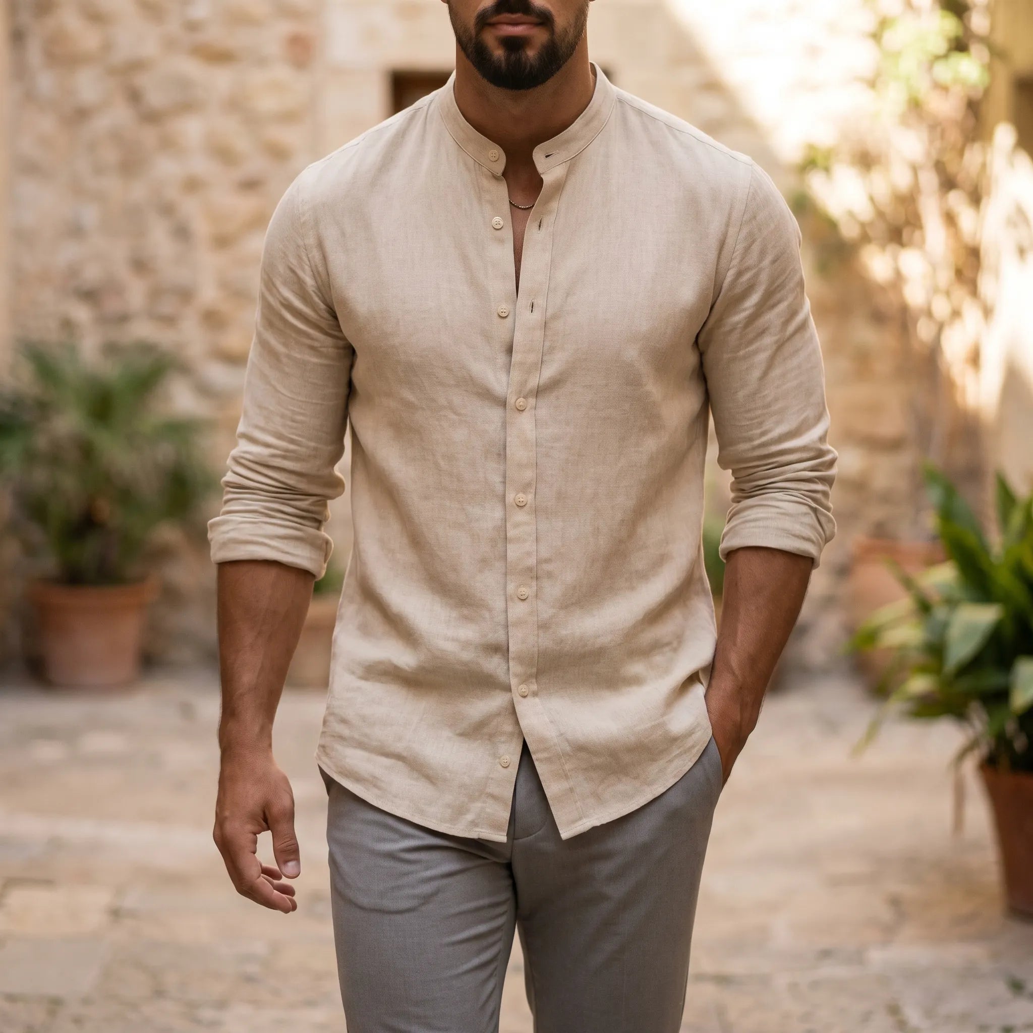Vevante  - Long Sleeve Lightweight Summer Shirt Summer Evening Wear