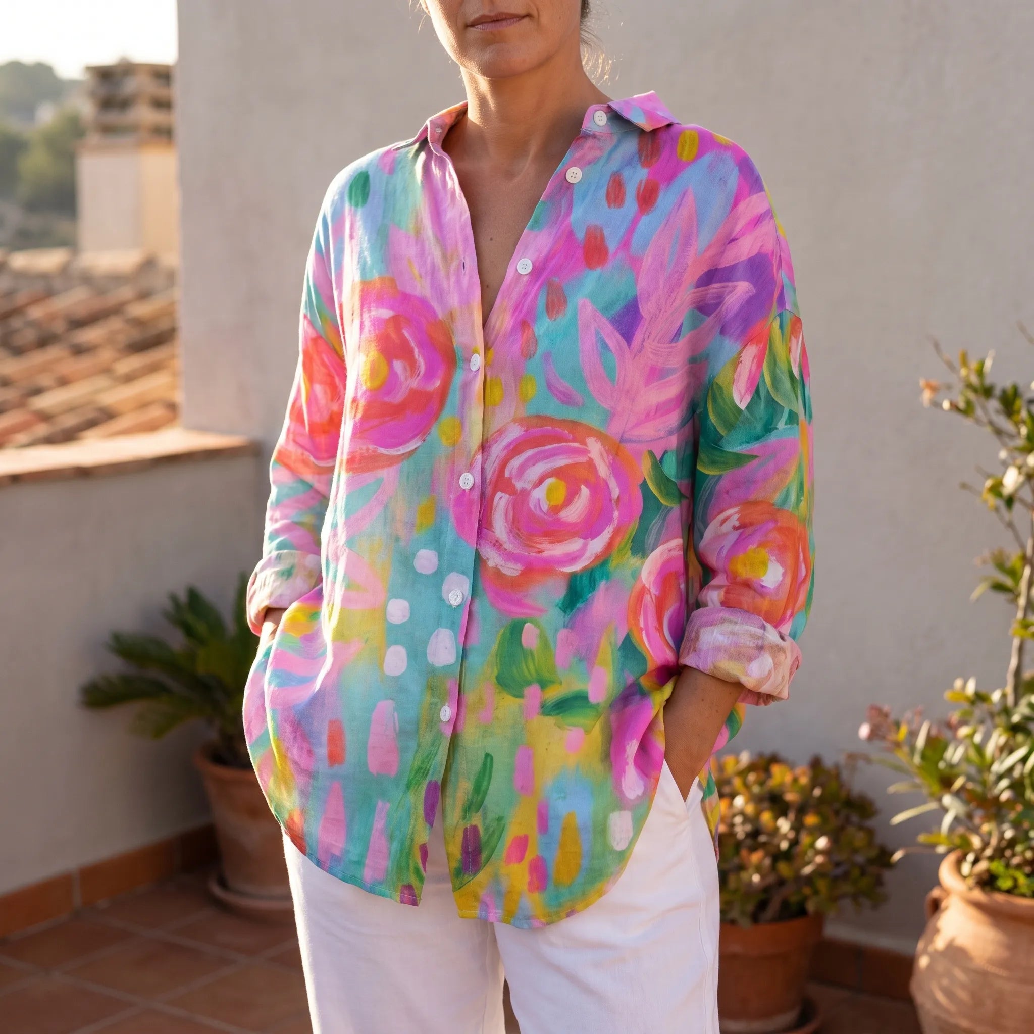 Vibrantia  - Vibrant Floral Boho Blouse Casual Daytime Wear