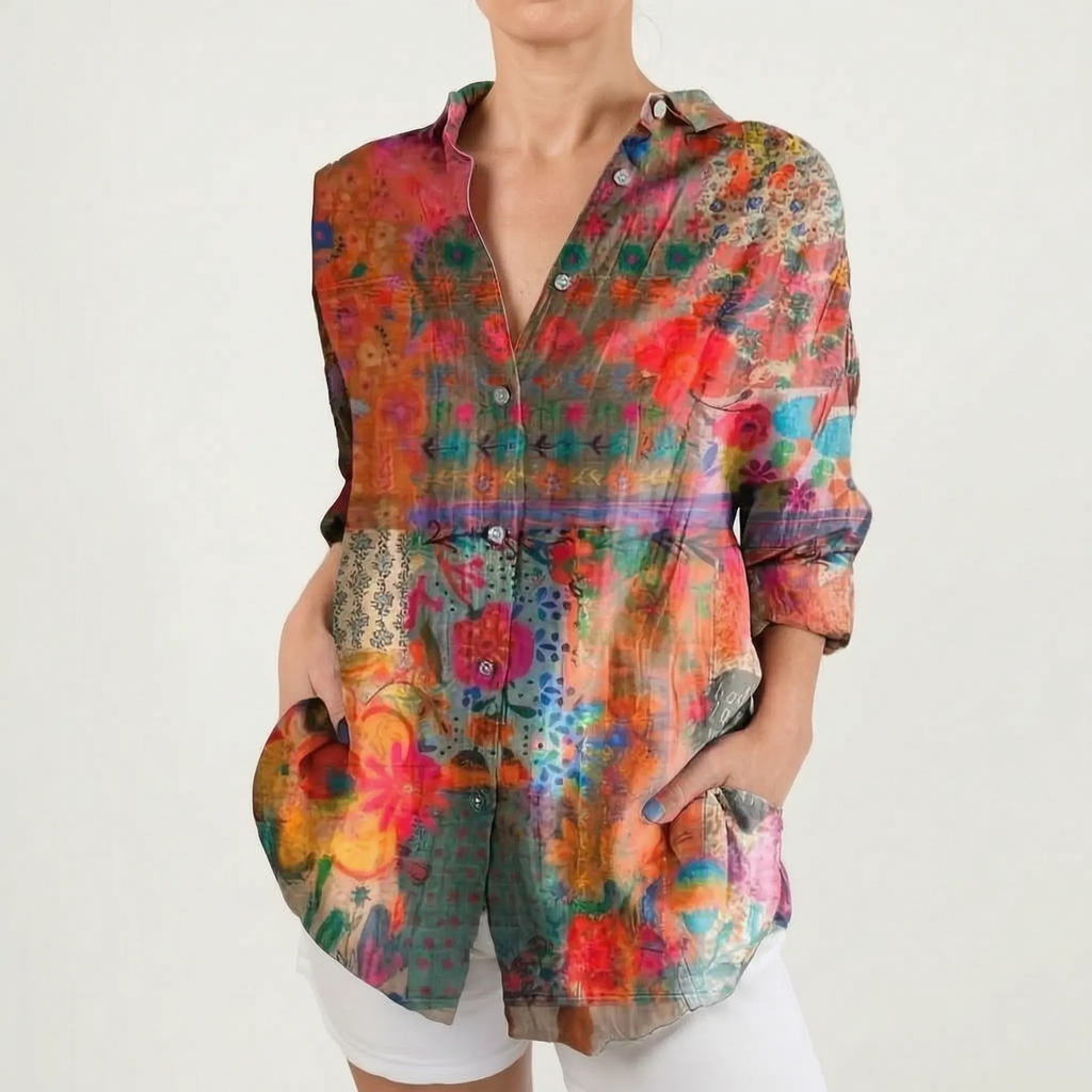 Vibrantia  - Vibrant Floral Boho Blouse Casual Daytime Wear
