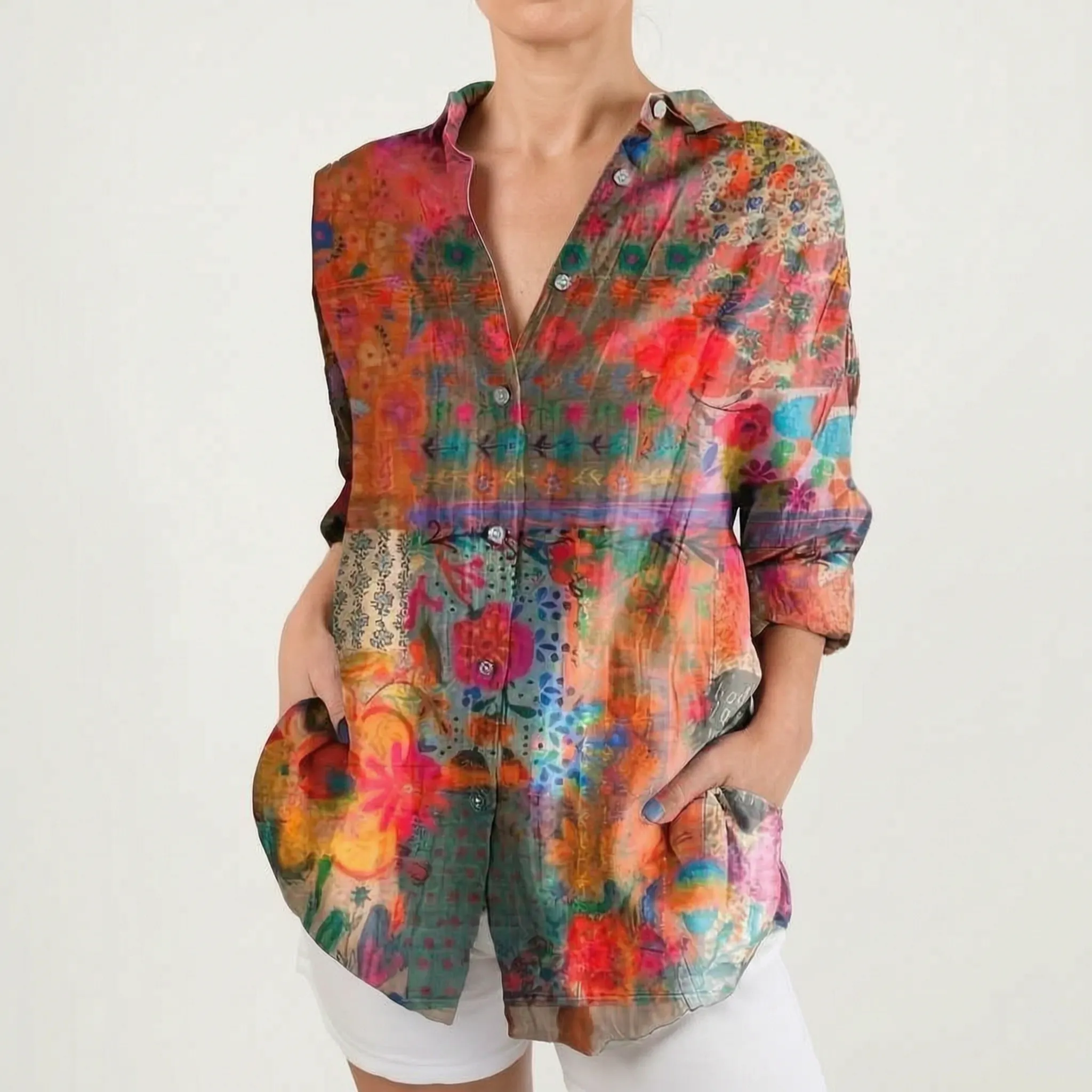 Vibrantia  - Vibrant Floral Boho Blouse Casual Daytime Wear