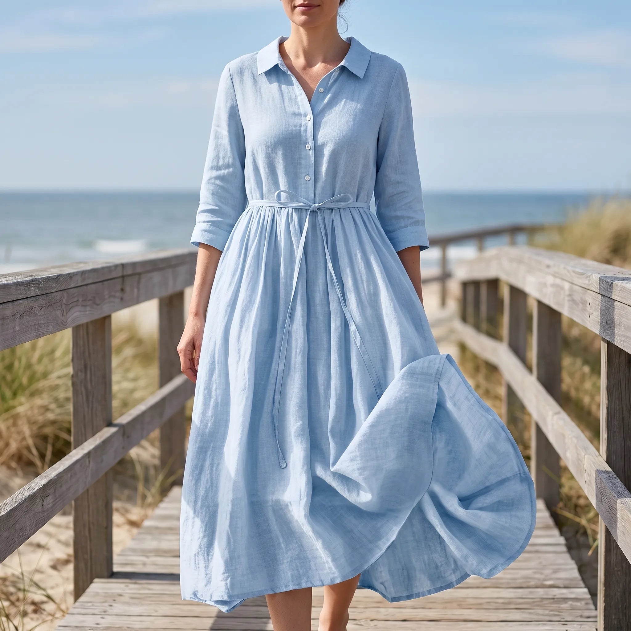 Vistina  - Collared Ladies Summer Maxi Dress Casual Daytime Wear