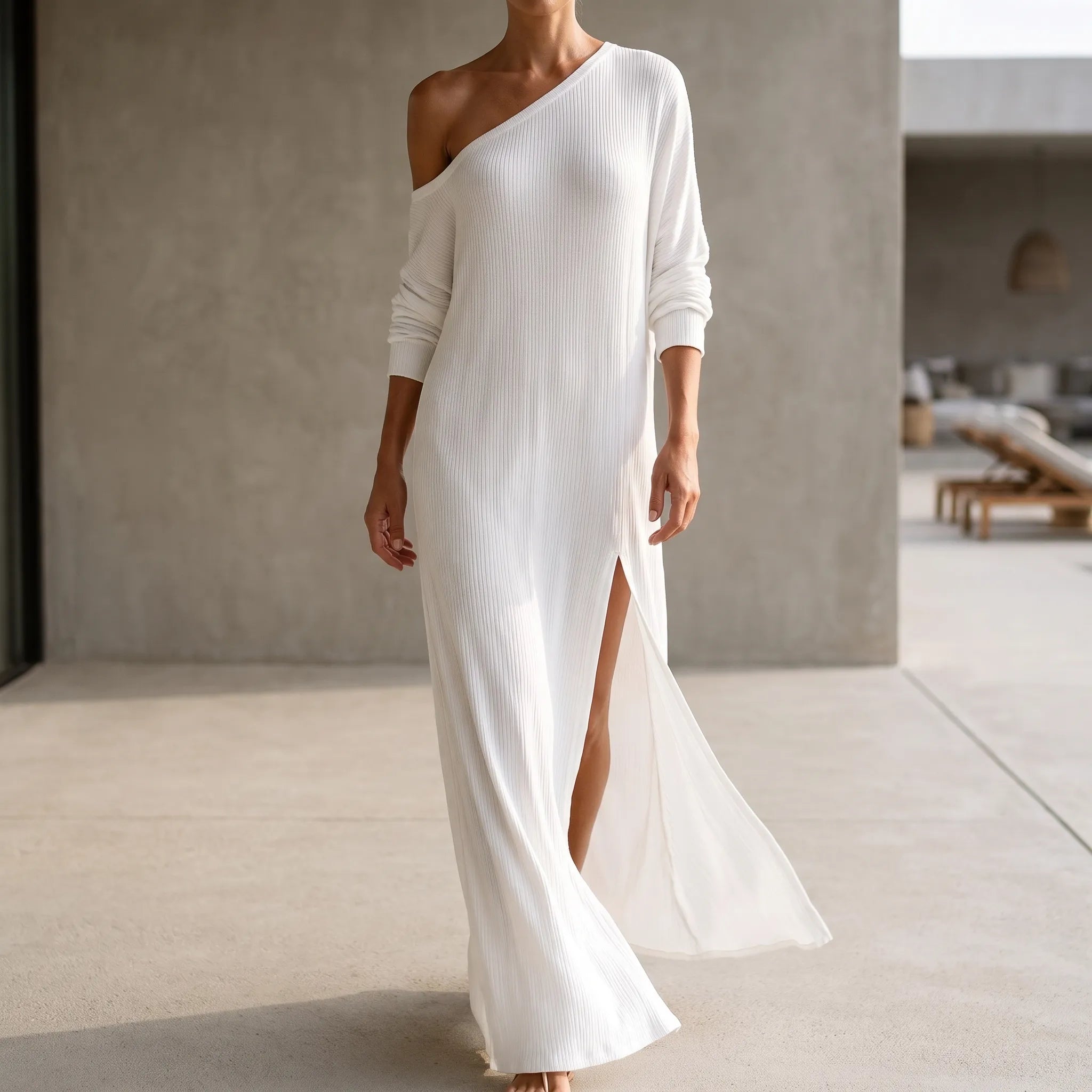 Vittoria  - One-Shoulder Long Sleeve Maxi Dress Summer Evenings