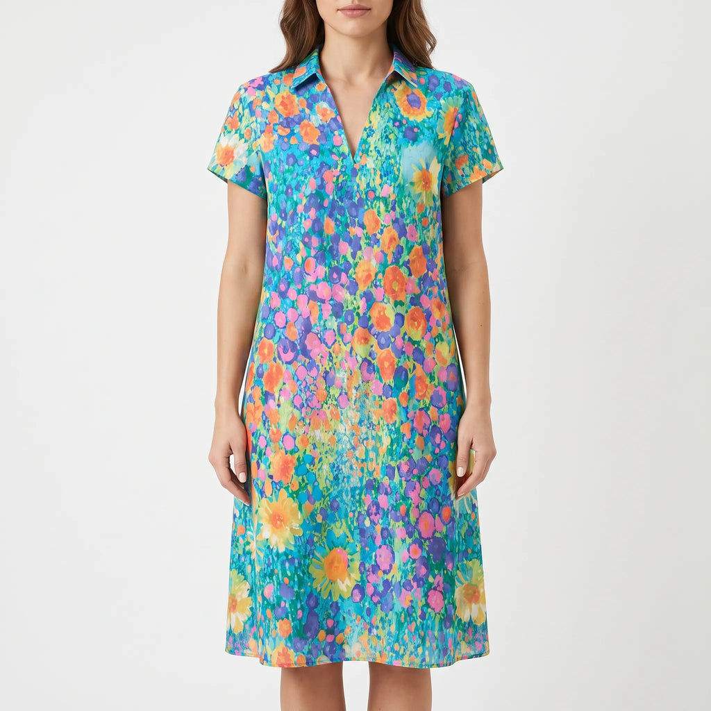 Vivellia  - Ladies Floral Short Sleeve Summer Dress Summer Garden Parties