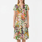 Vivellia  - Ladies Floral Short Sleeve Summer Dress Summer Garden Parties