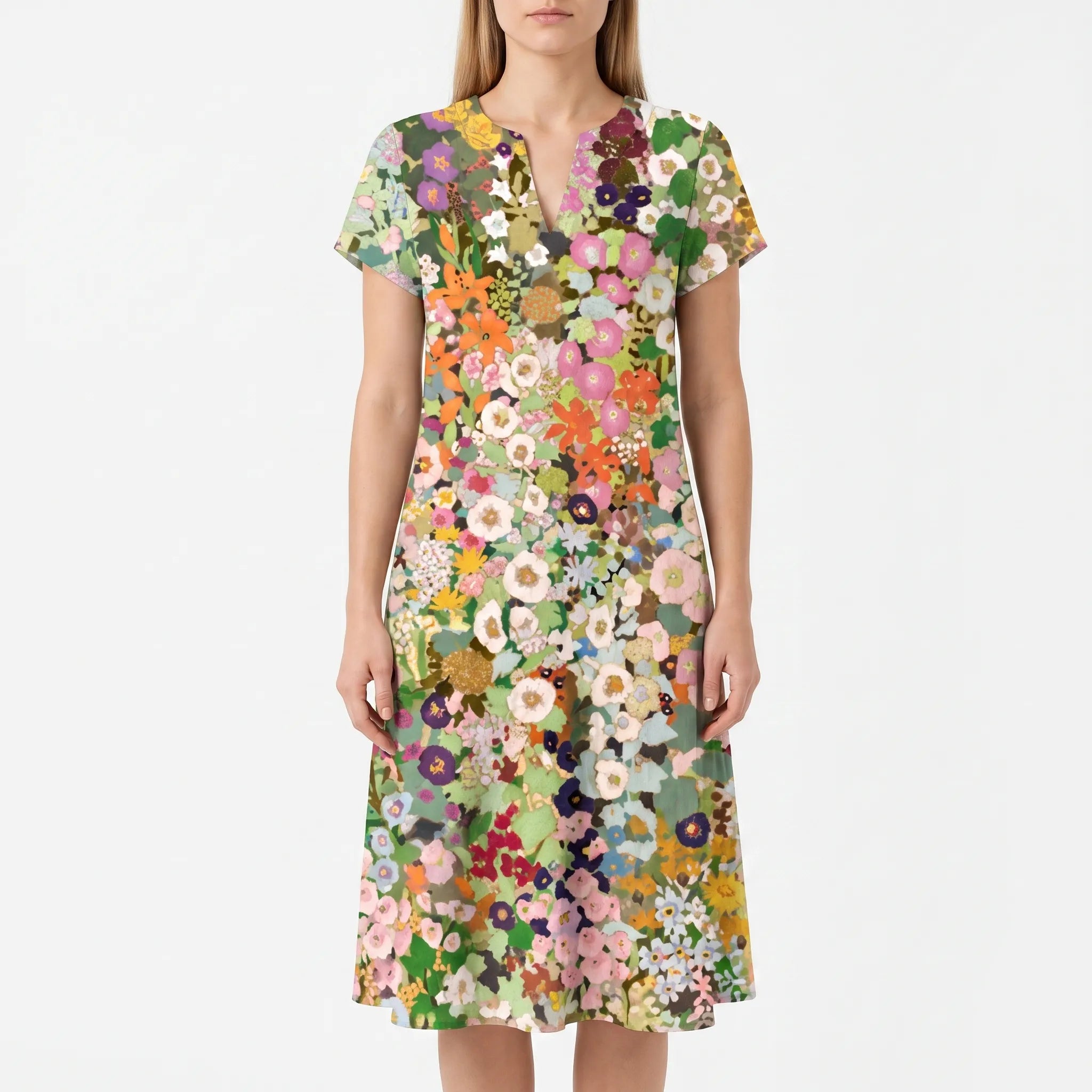 Vivellia  - Ladies Floral Short Sleeve Summer Dress Summer Garden Parties