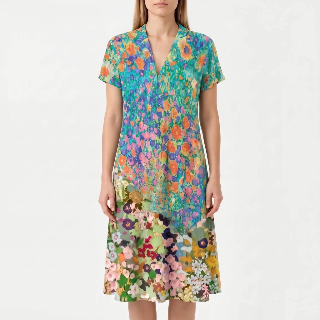 Vivellia  - Ladies Floral Short Sleeve Summer Dress Summer Garden Parties