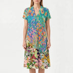 Vivellia  - Ladies Floral Short Sleeve Summer Dress Summer Garden Parties