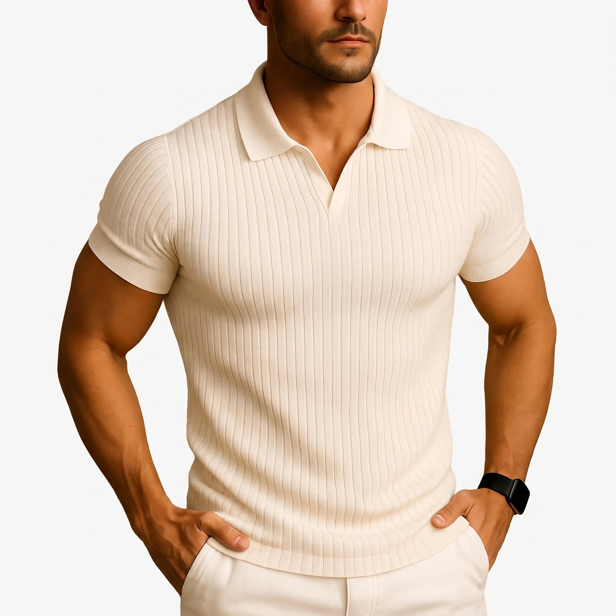 Vornic  - Slim Fit Ribbed Men's Polo Shirt Smart Casual Styling