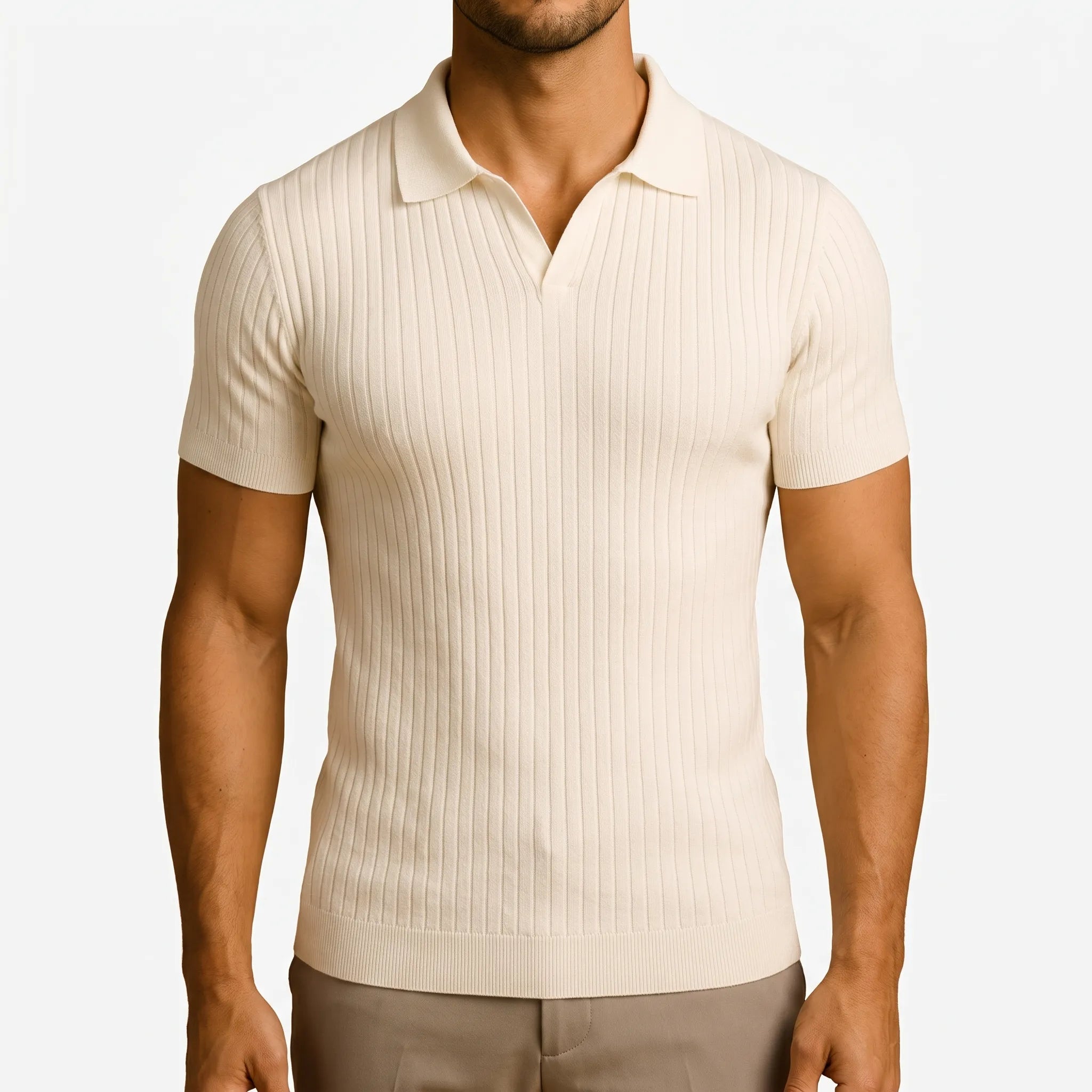 Vornic  - Slim Fit Ribbed Men's Polo Shirt Smart Casual Styling