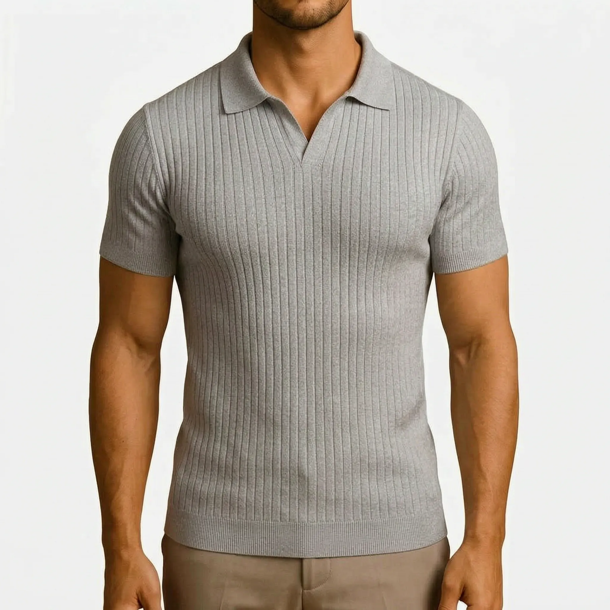 Vornic  - Slim Fit Ribbed Men's Polo Shirt Smart Casual Styling