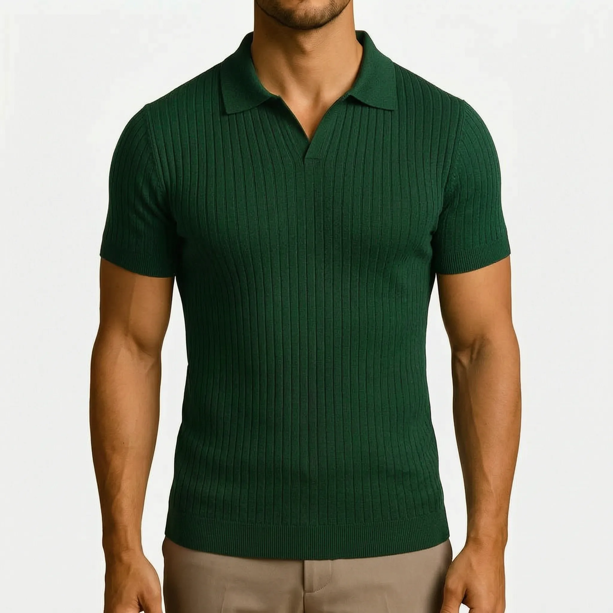 Vornic  - Slim Fit Ribbed Men's Polo Shirt Smart Casual Styling
