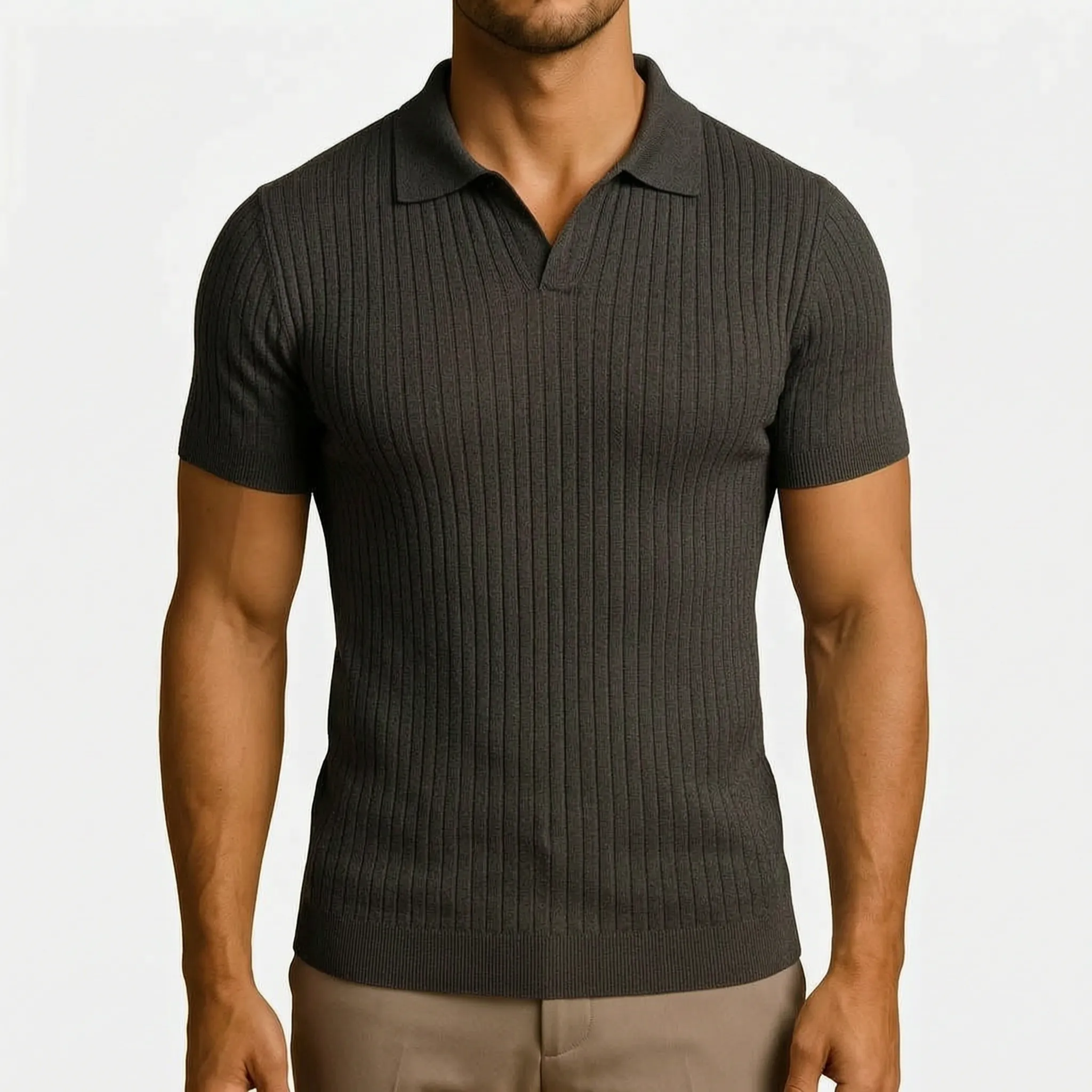 Vornic  - Slim Fit Ribbed Men's Polo Shirt Smart Casual Styling