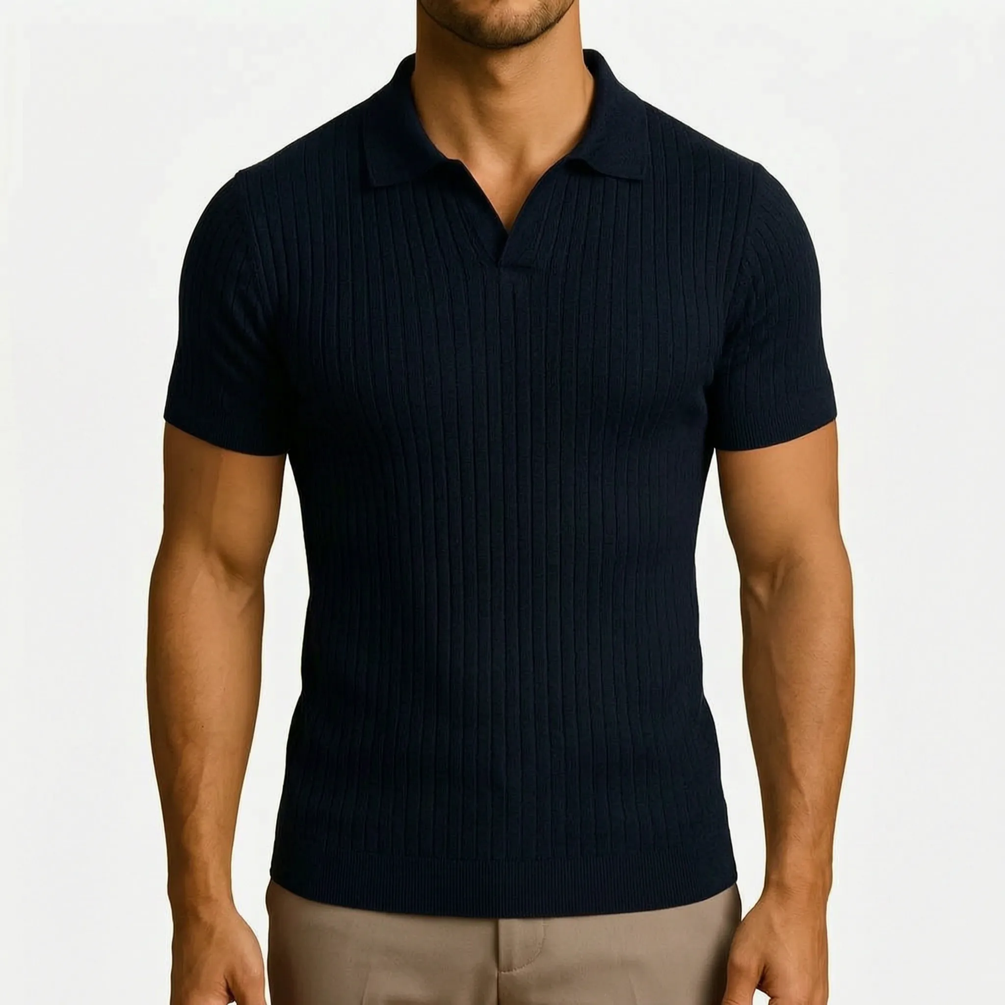 Vornic  - Slim Fit Ribbed Men's Polo Shirt Smart Casual Styling