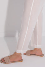 Women's straight ankle trousers with belt loops and turned cuffs