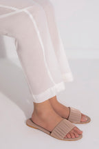 Women's straight ankle trousers with belt loops and turned cuffs