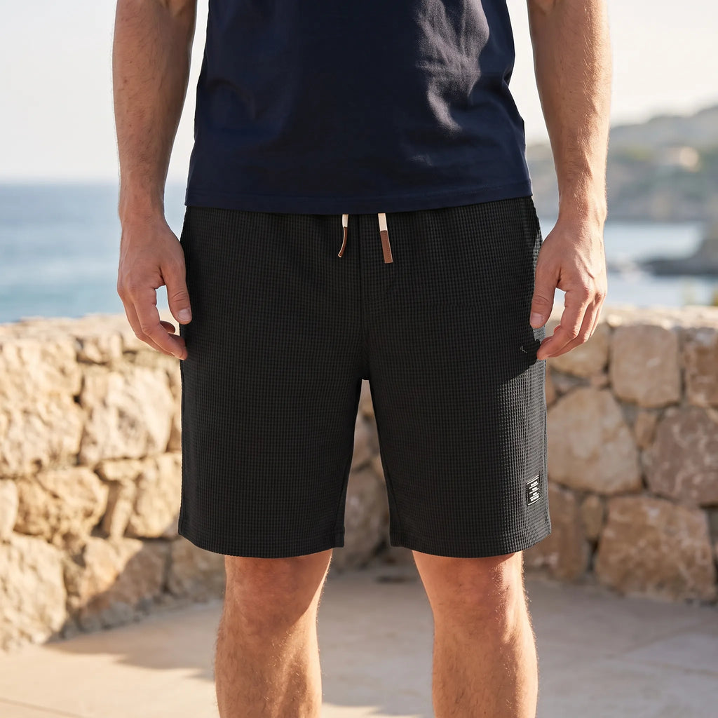 WaffleTide  - Men's Waffle Knit Shorts Casual Daytime Wear