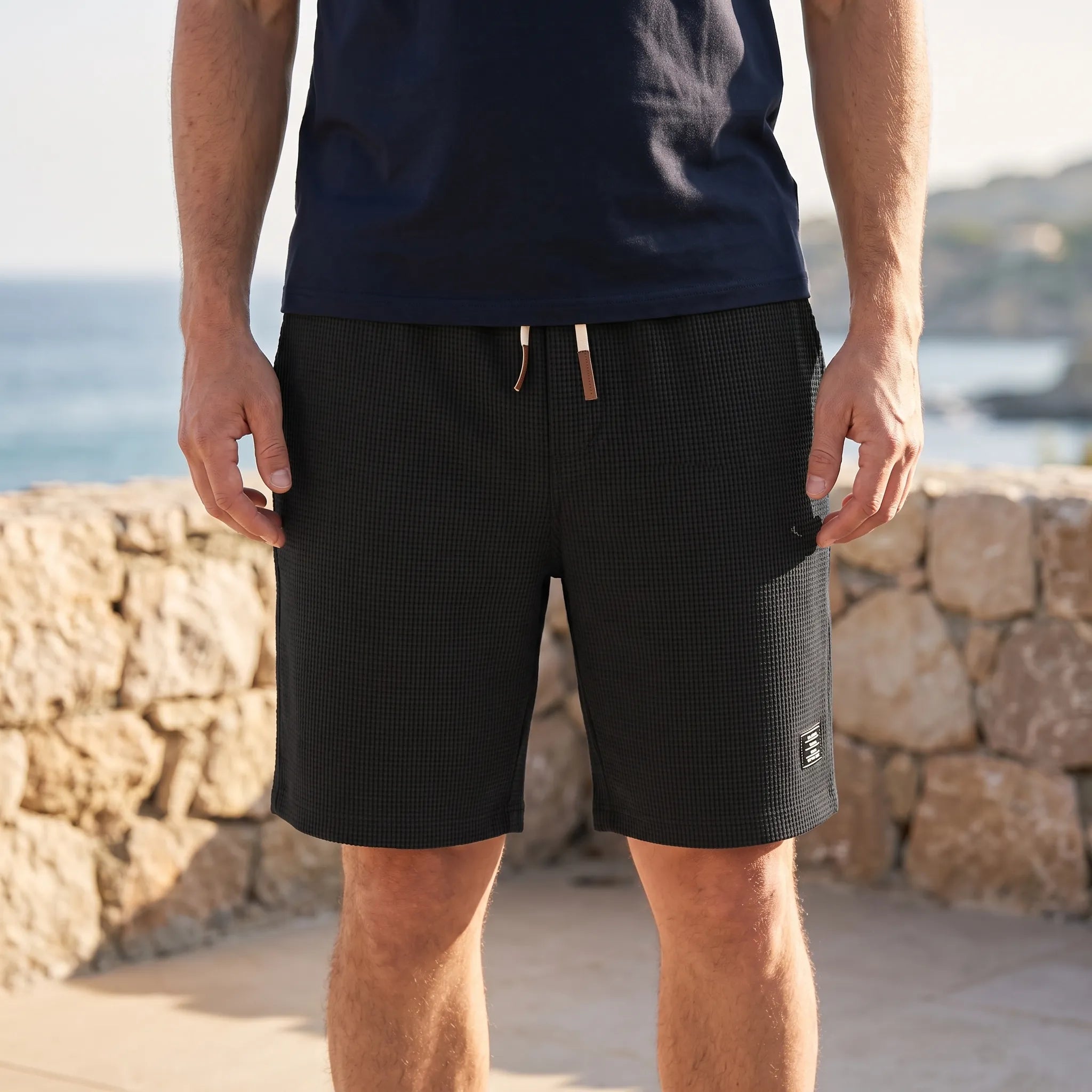 WaffleTide  - Men's Waffle Knit Shorts Casual Daytime Wear