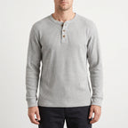 WaffleTrek  - Long Sleeve Waffle Knit Henley Shirt Casual Weekend Outings