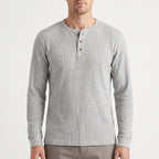 WaffleTrek  - Long Sleeve Waffle Knit Henley Shirt Casual Weekend Outings