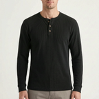 WaffleTrek  - Long Sleeve Waffle Knit Henley Shirt Casual Weekend Outings