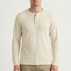 WaffleTrek  - Long Sleeve Waffle Knit Henley Shirt Casual Weekend Outings
