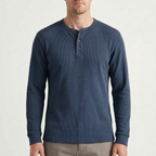 WaffleTrek  - Long Sleeve Waffle Knit Henley Shirt Casual Weekend Outings
