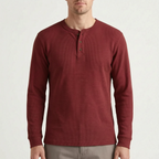 WaffleTrek  - Long Sleeve Waffle Knit Henley Shirt Casual Weekend Outings