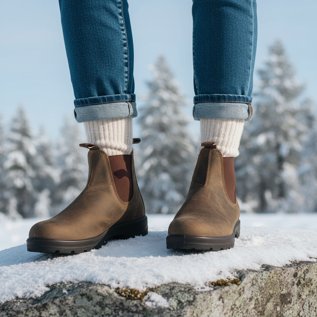 Women's pull-on Chelsea boots with elastic side panels