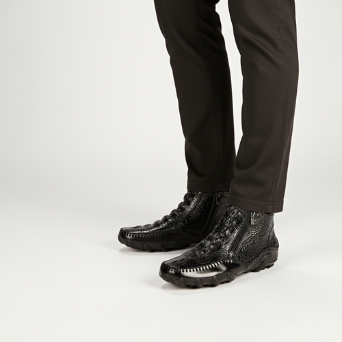 Men's crocodile-effect Chelsea ankle boots with side zips